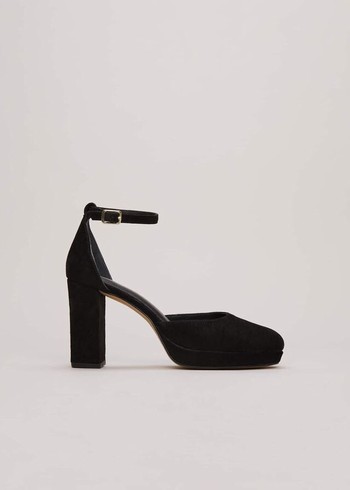 Phase Eight Black Suede Platform Heels Black Canada | TGQOMS-384